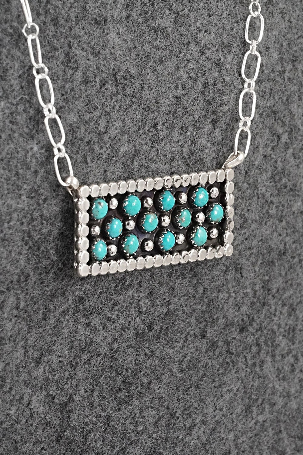 Turquoise & Sterling Silver Necklace - Kenny Lonjose