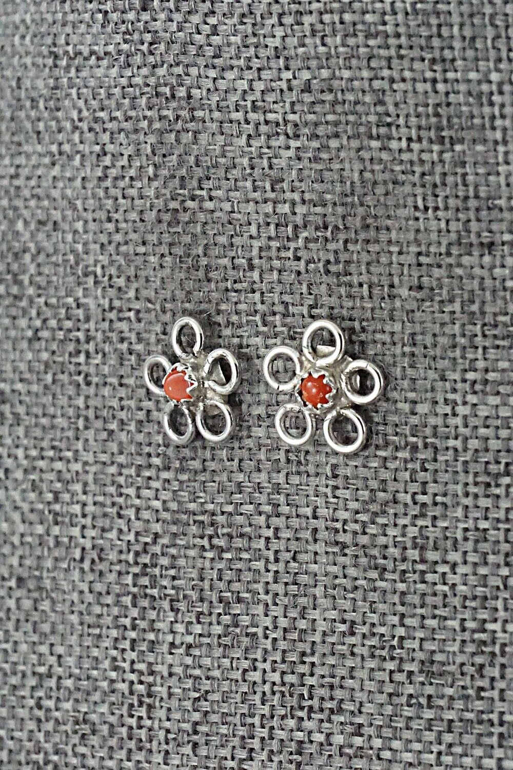 Coral & Sterling Silver Earrings - Sylvia Chee