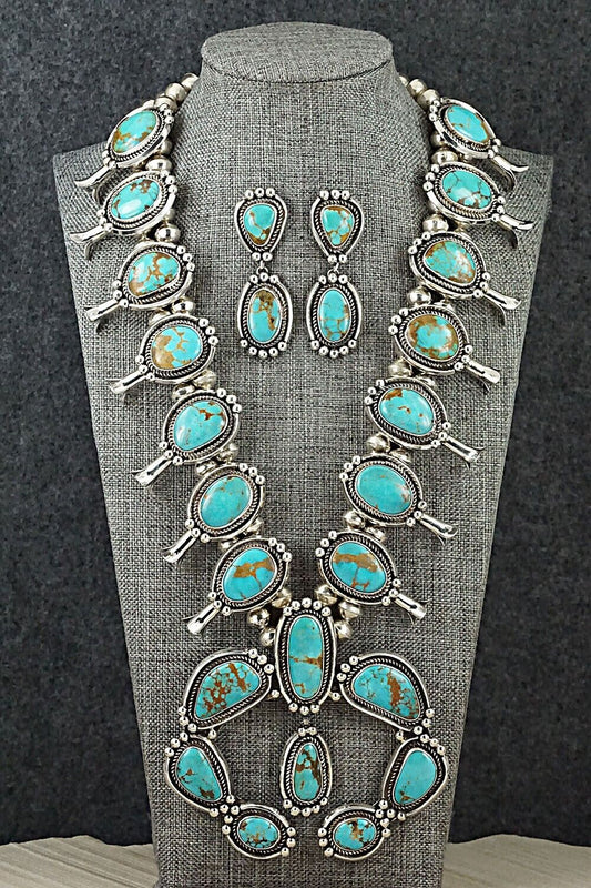 Turquoise & Sterling Silver Squash Blossom Set - Mike Platero