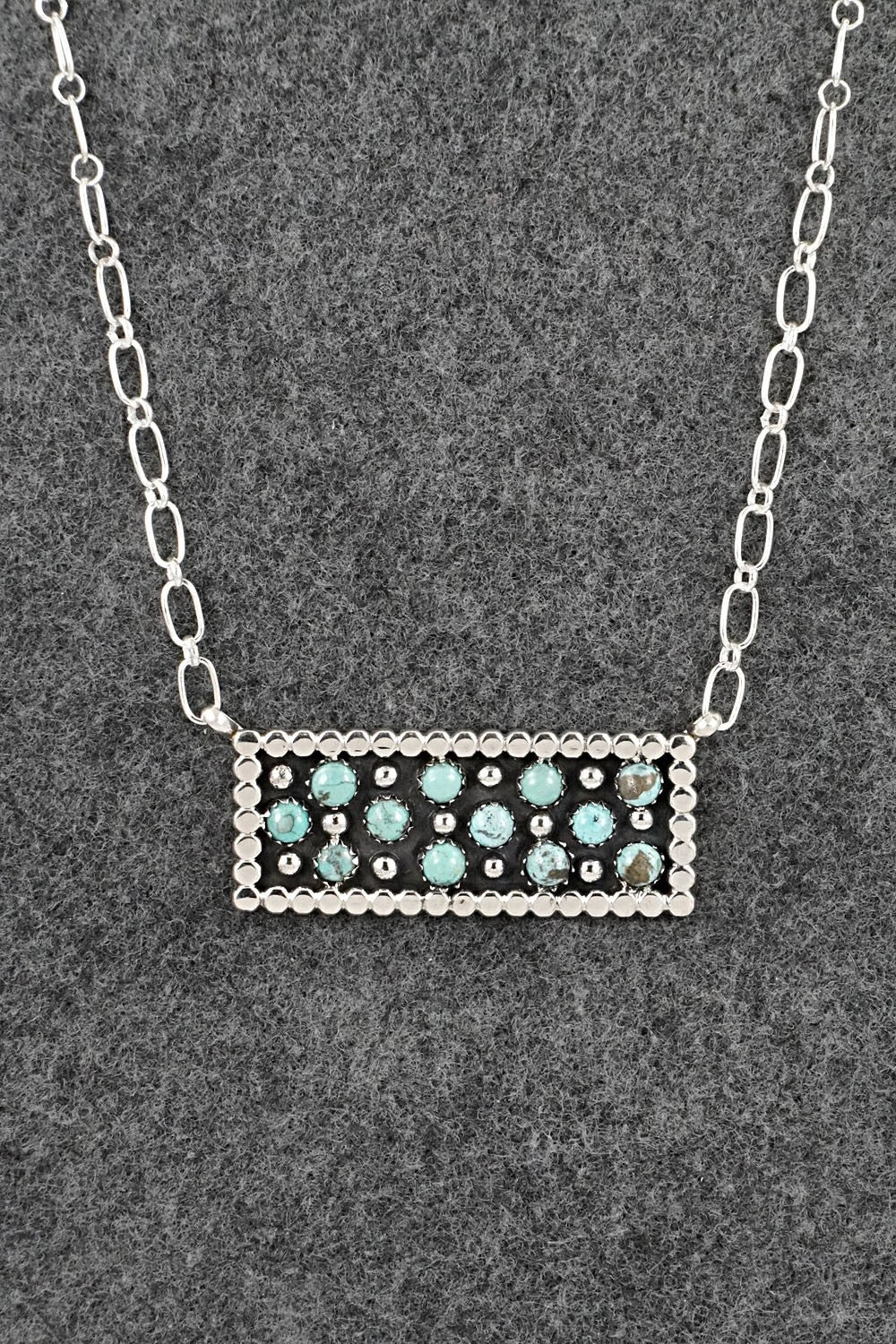 Turquoise & Sterling Silver Necklace - Kenny Lonjose
