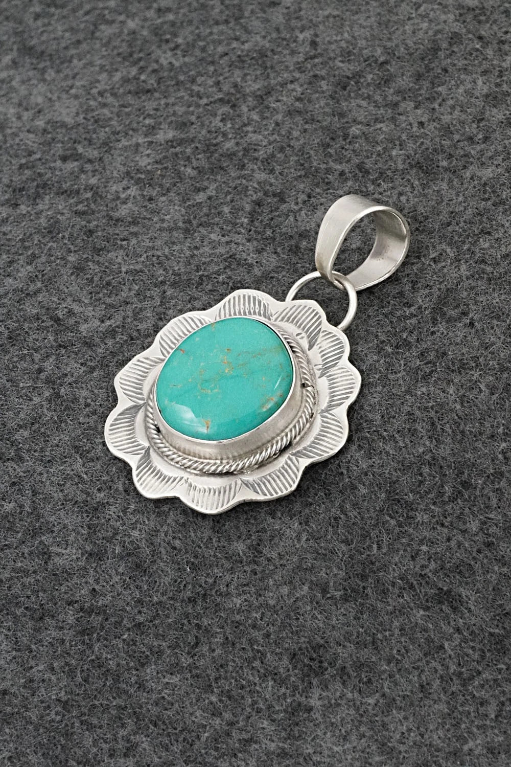 Turquoise & Sterling Silver Pendant - Cordell Platero