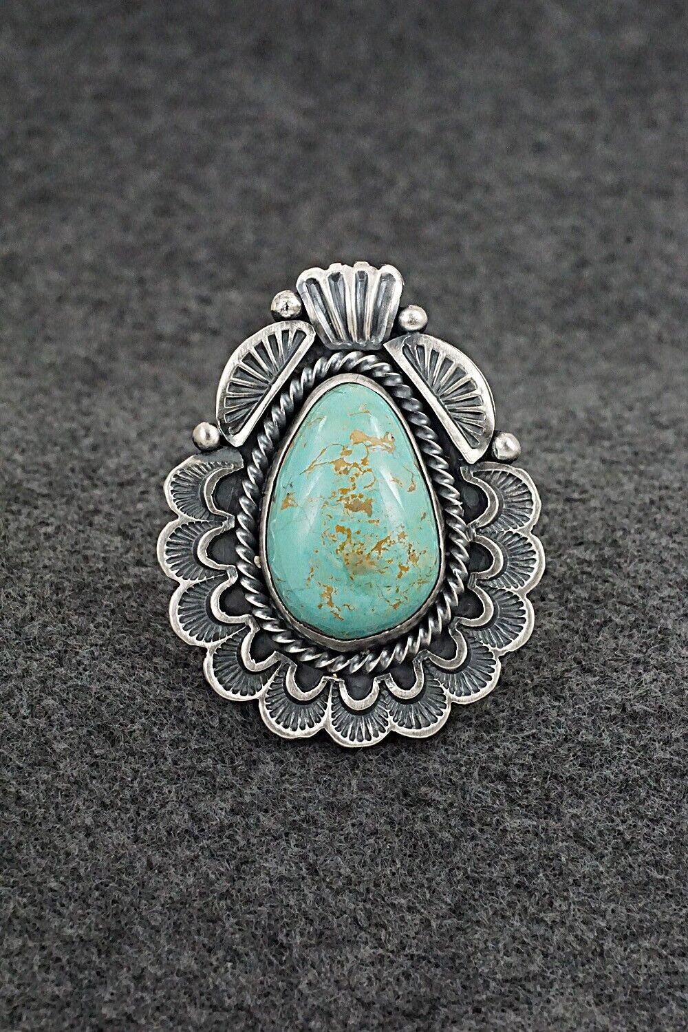 Turquoise & Sterling Silver Ring - Mark Yazzie - Size 9 Adj.