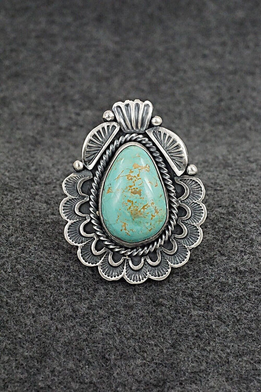 Turquoise & Sterling Silver Ring - Mark Yazzie - Size 9 Adj.