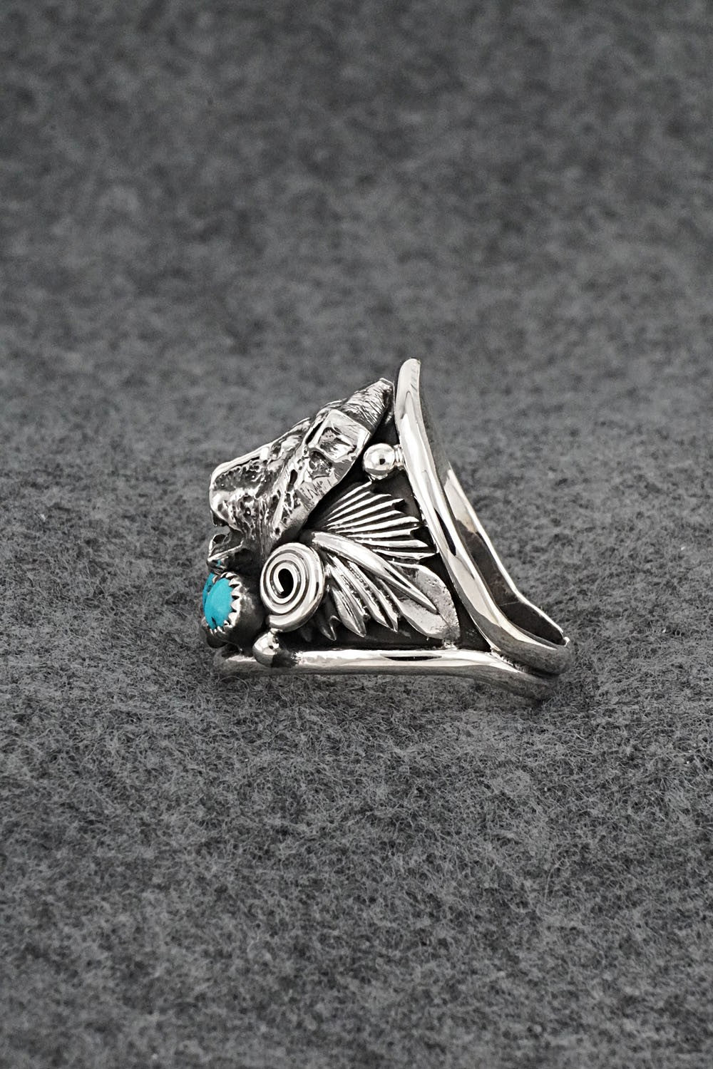 Turquoise & Sterling Silver Ring - Jeanette Saunders - Size 10.5