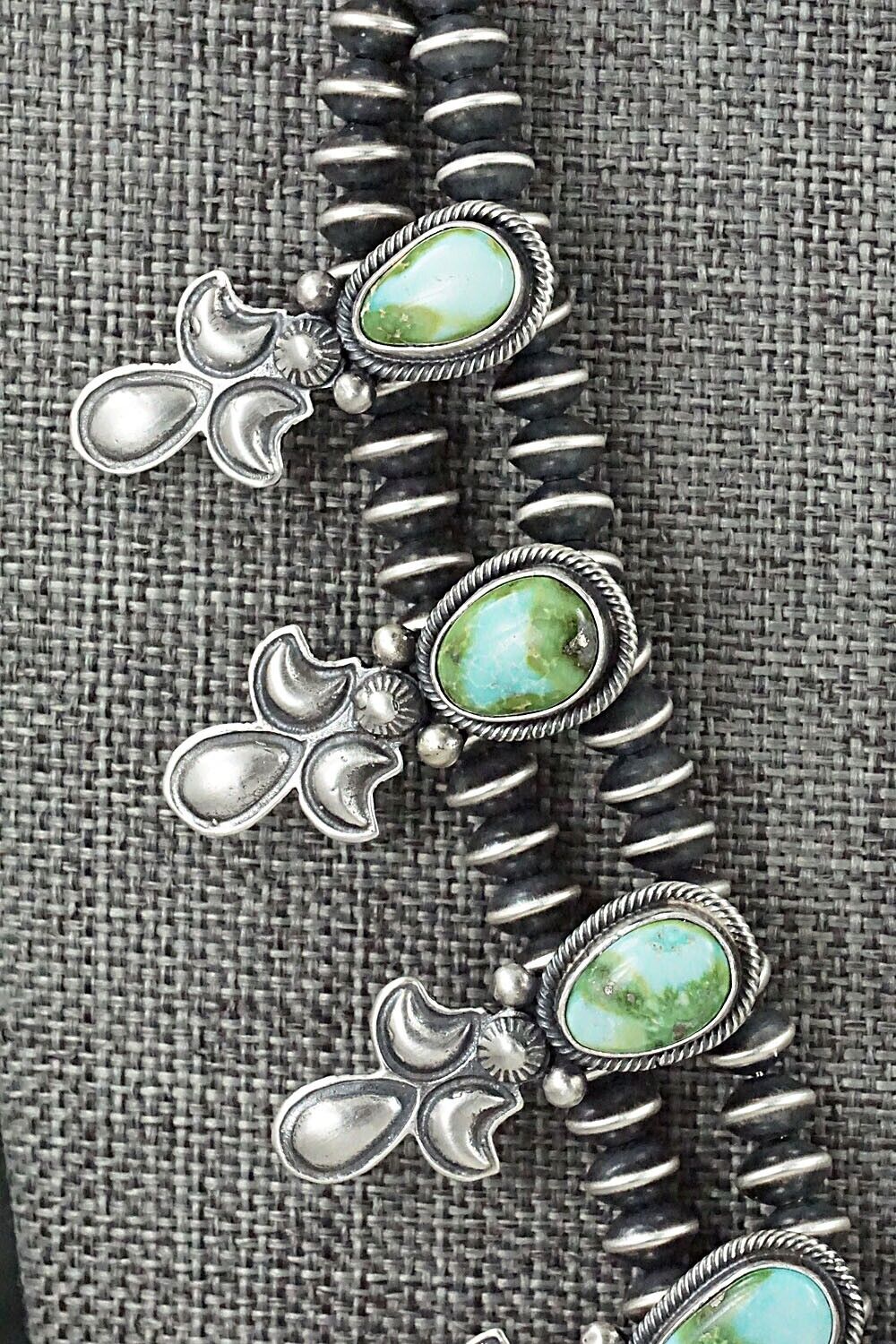 Turquoise & Sterling Silver Squash Blossom Set - Paige Gordon