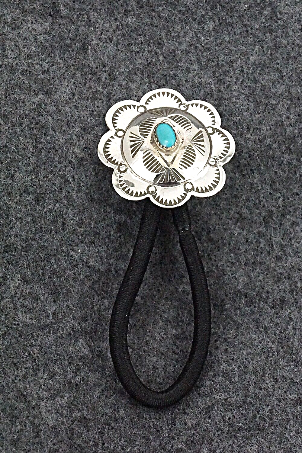 Turquoise & Sterling Silver Hair Tie - Bertha Begay