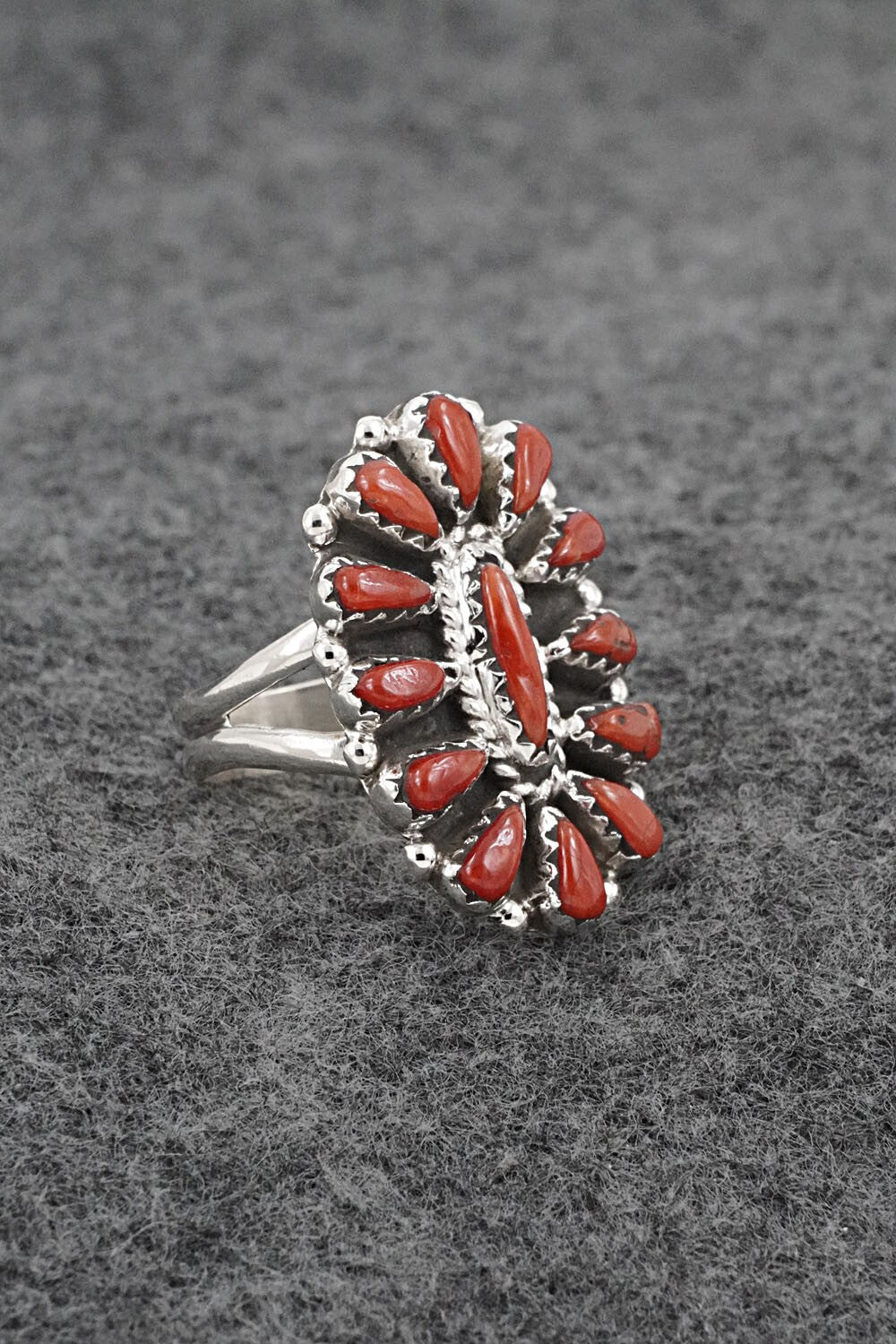 Coral & Sterling Silver Ring - George Gasper - Size 7.5
