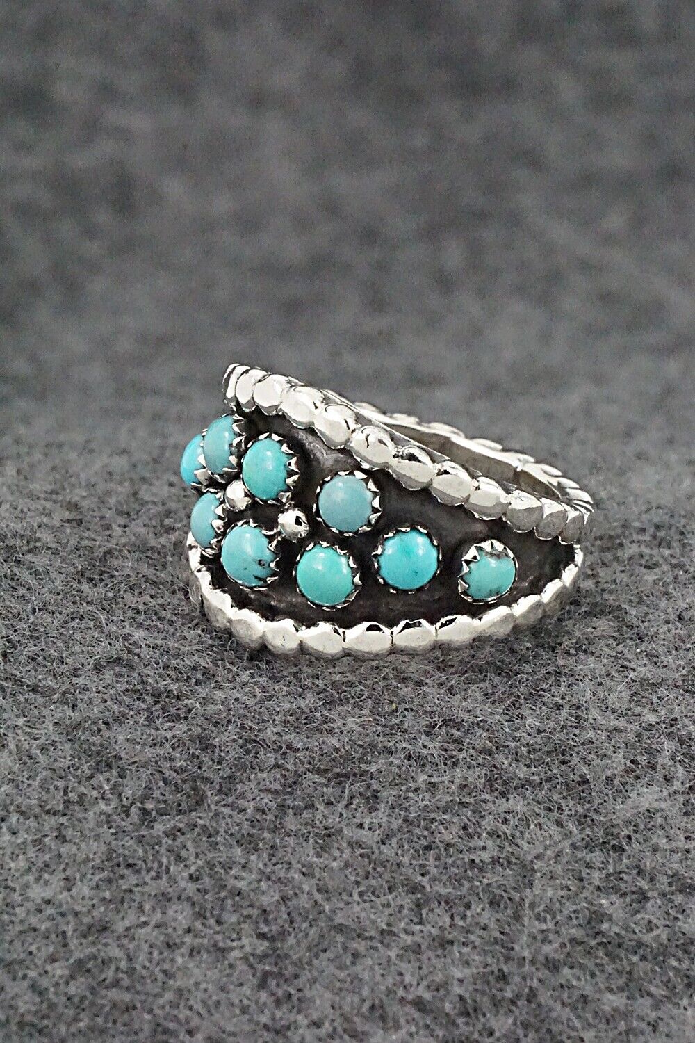Turquoise & Sterling Silver Ring - Kenny Lonjose - Size 10