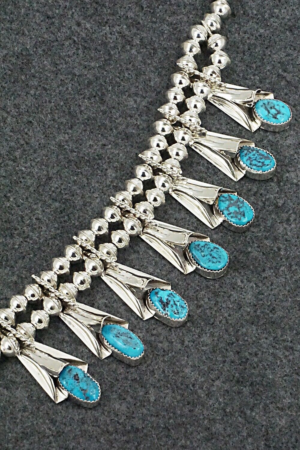 Turquoise & Sterling Silver Squash Blossom Set - Louise Yazzie