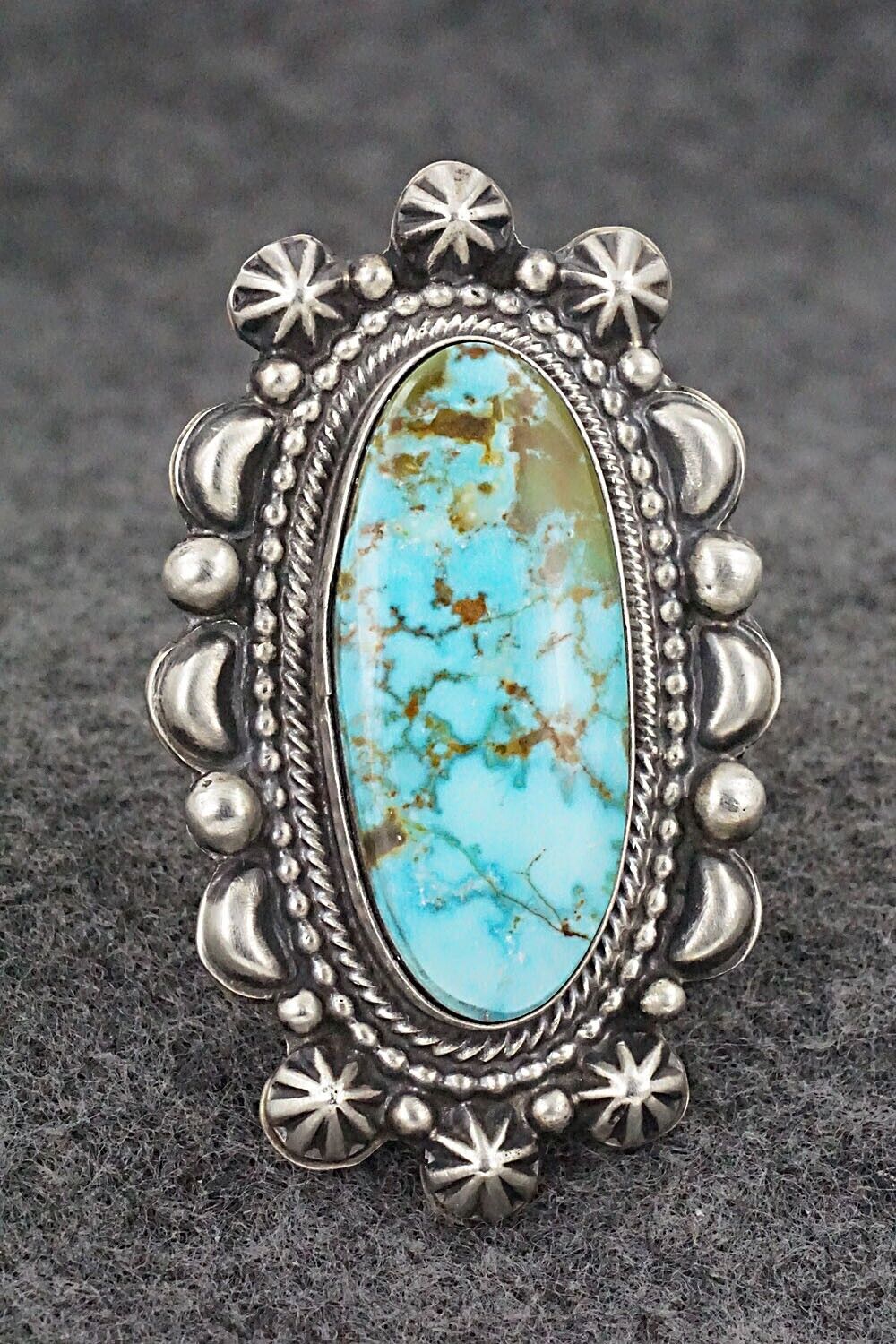 Turquoise & Sterling Silver Ring - Tom Lewis - Size 7.5