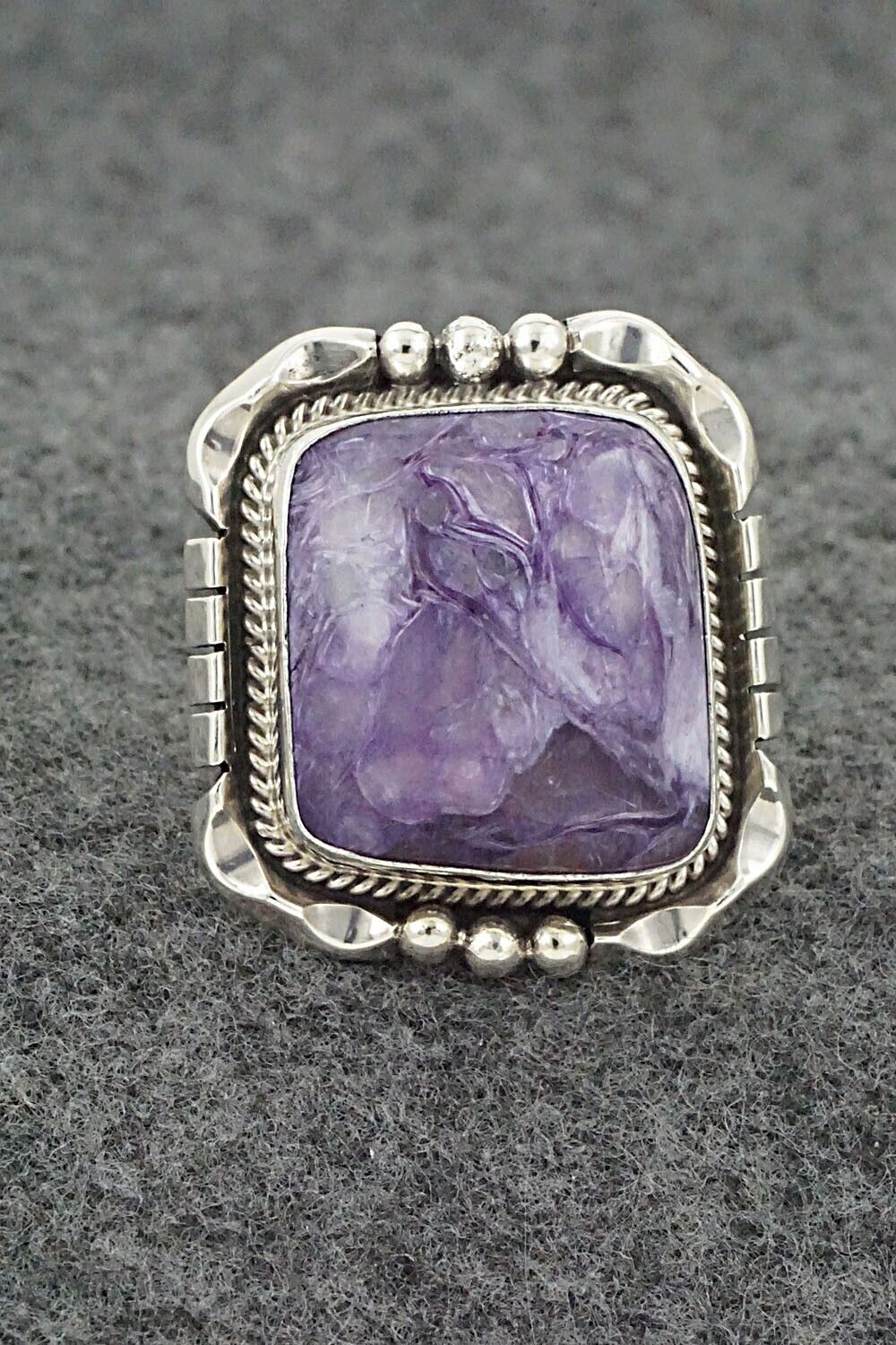 Charoite & Sterling Silver Ring - Samuel Yellowhair - Size 8.5