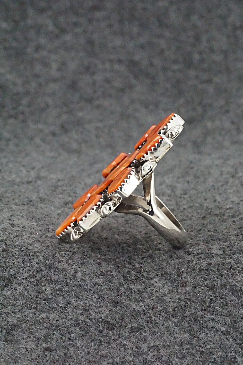 Spiny Oyster and Sterling Silver Ring - Selina Warner - Size 8