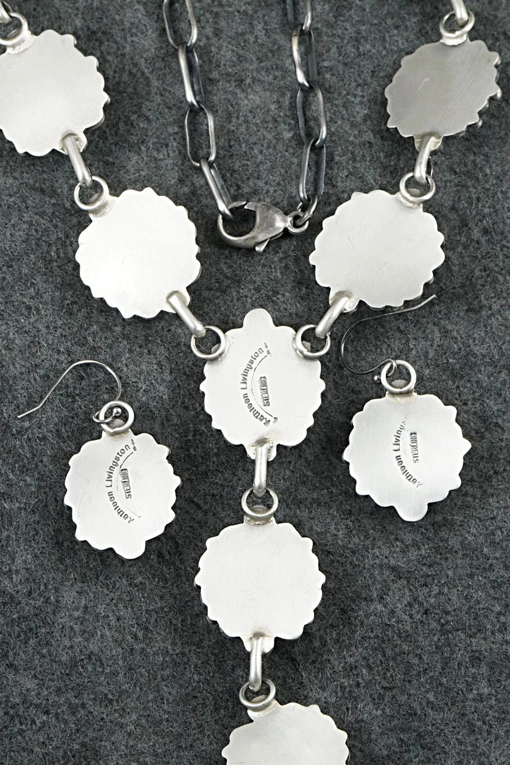 Turquoise & Sterling Silver Necklace and Earrings Set - Kathleen Livingston