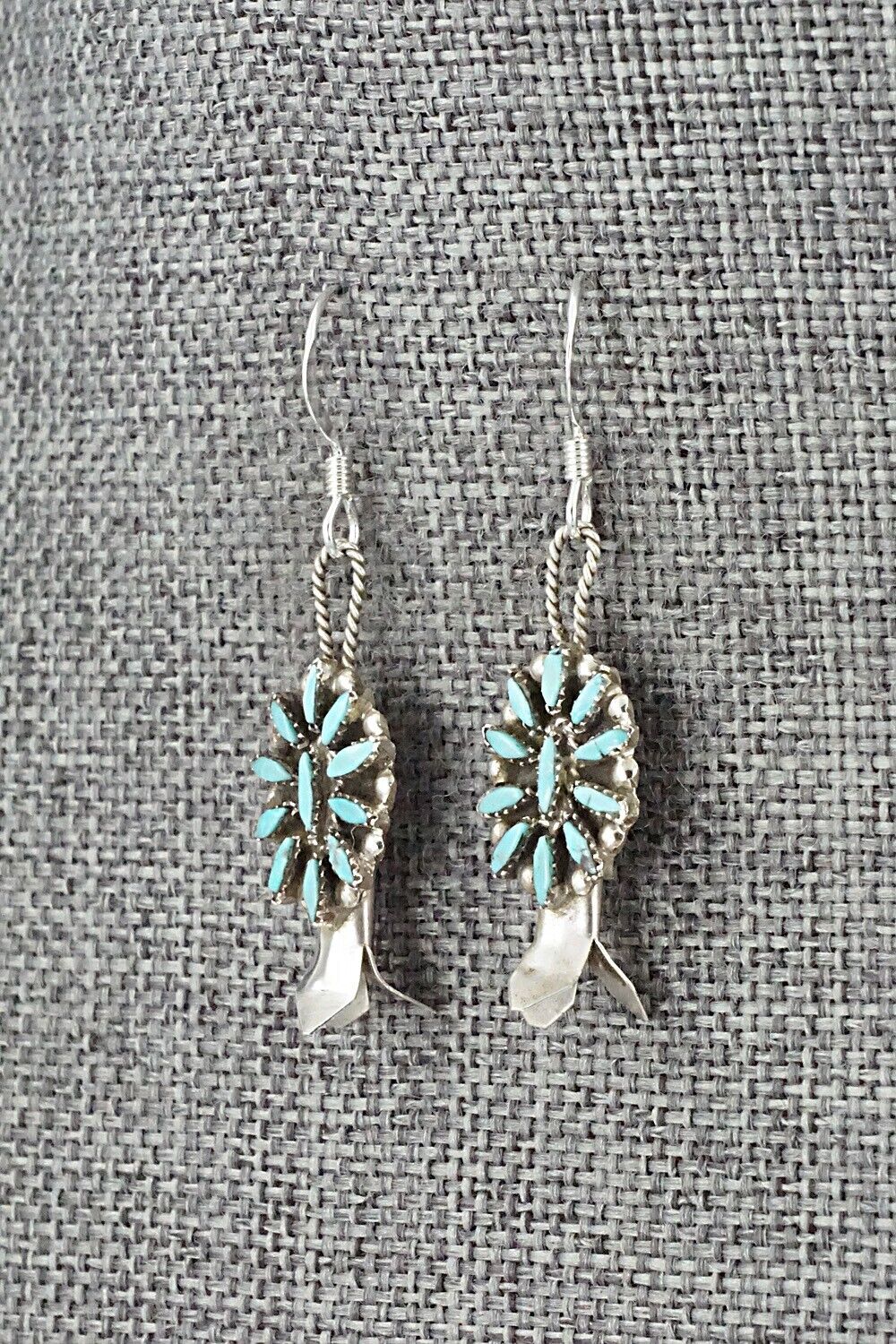 Turquoise & Sterling Silver Mini Squash Blossom Set - Lorena Peina