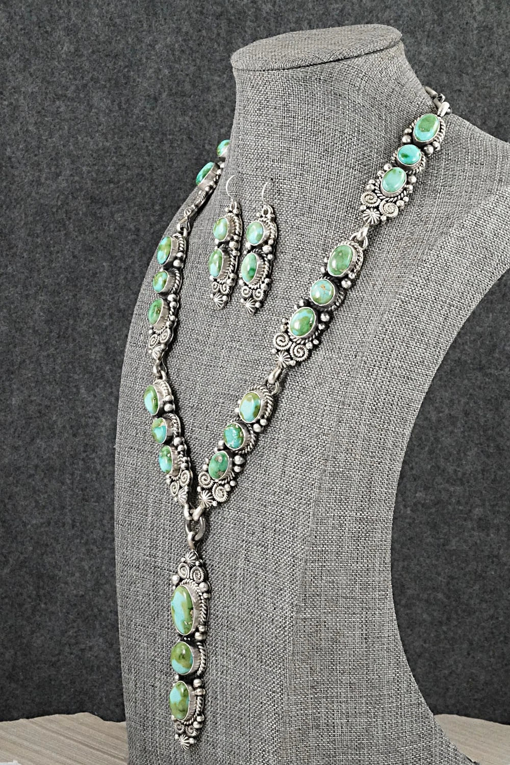 Turquoise & Sterling Silver Necklace and Earrings Set - Rosita Calladitto
