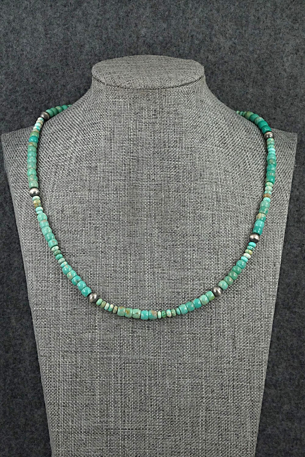 Turquoise & Sterling Silver Necklace 18" - Doreen Jake