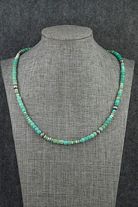 Turquoise & Sterling Silver Necklace 18" - Doreen Jake