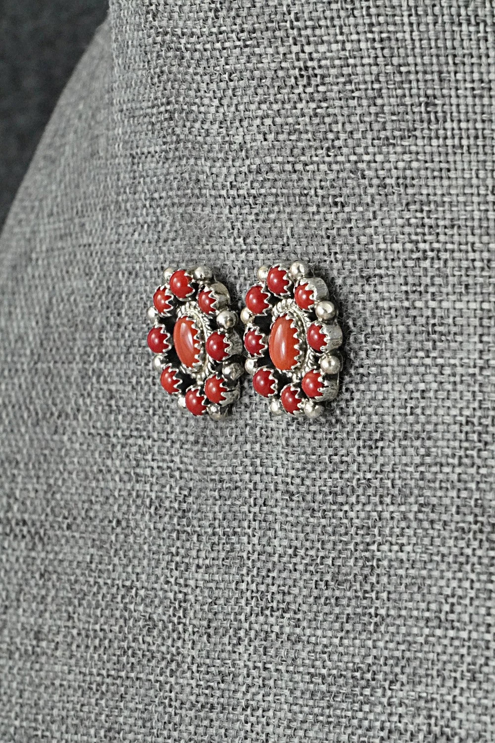 Coral & Sterling Silver Earrings - Nathaniel Curley