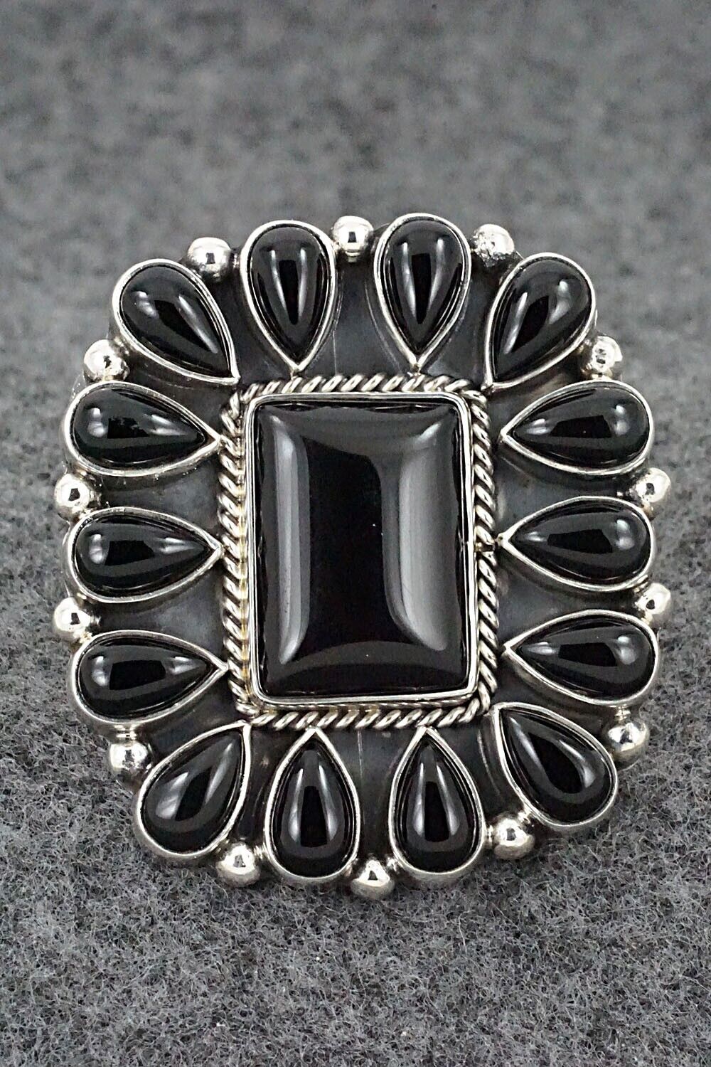 Onyx & Sterling Silver Ring - Verley Betone - Size 7.75