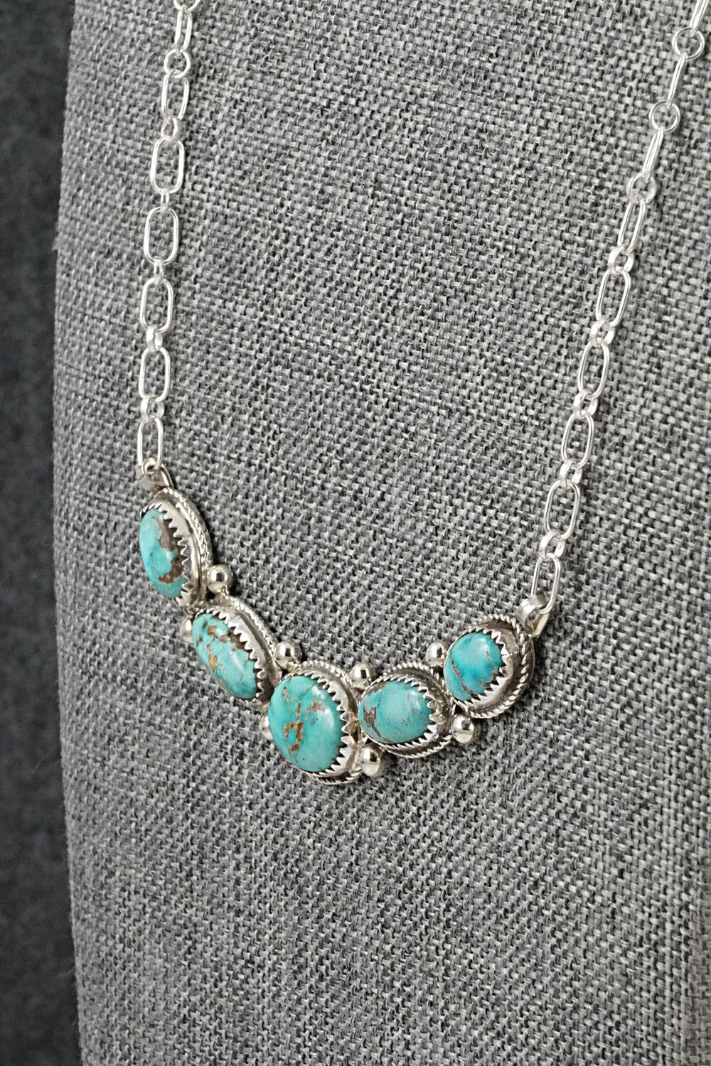 Turquoise & Sterling Silver Necklace - Ernest Hawthorne