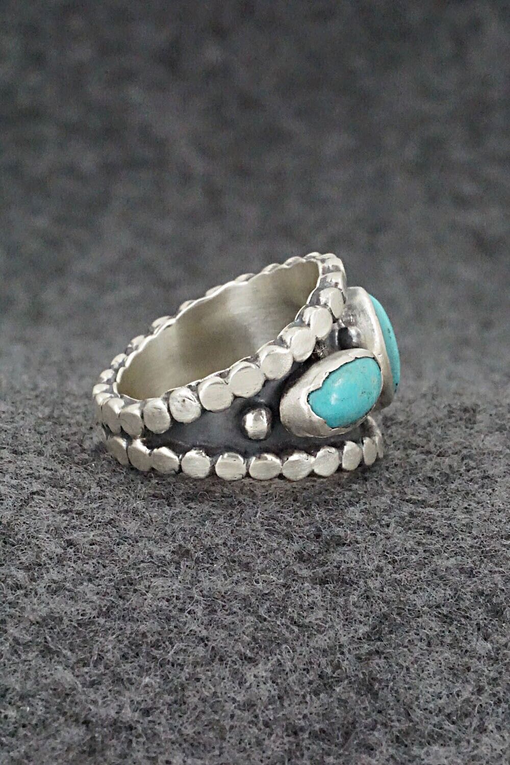 Turquoise & Sterling Silver Ring - Andrew Vandever - Size 7.75