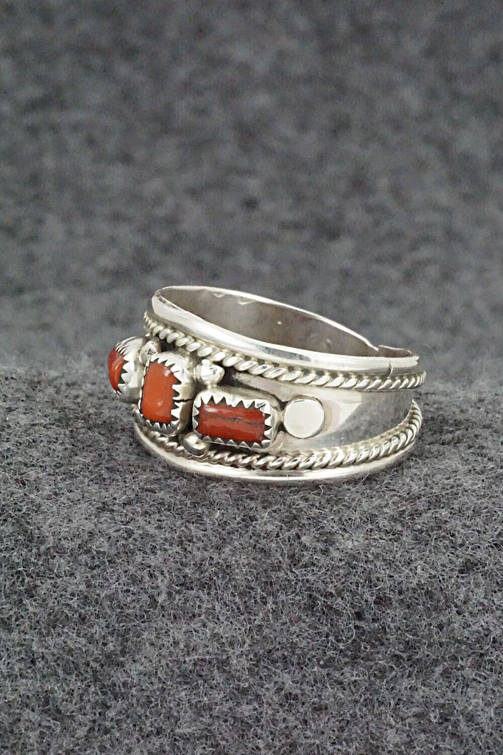 Coral & Sterling Silver Ring - Sondra Whitegoat - Size 11.5