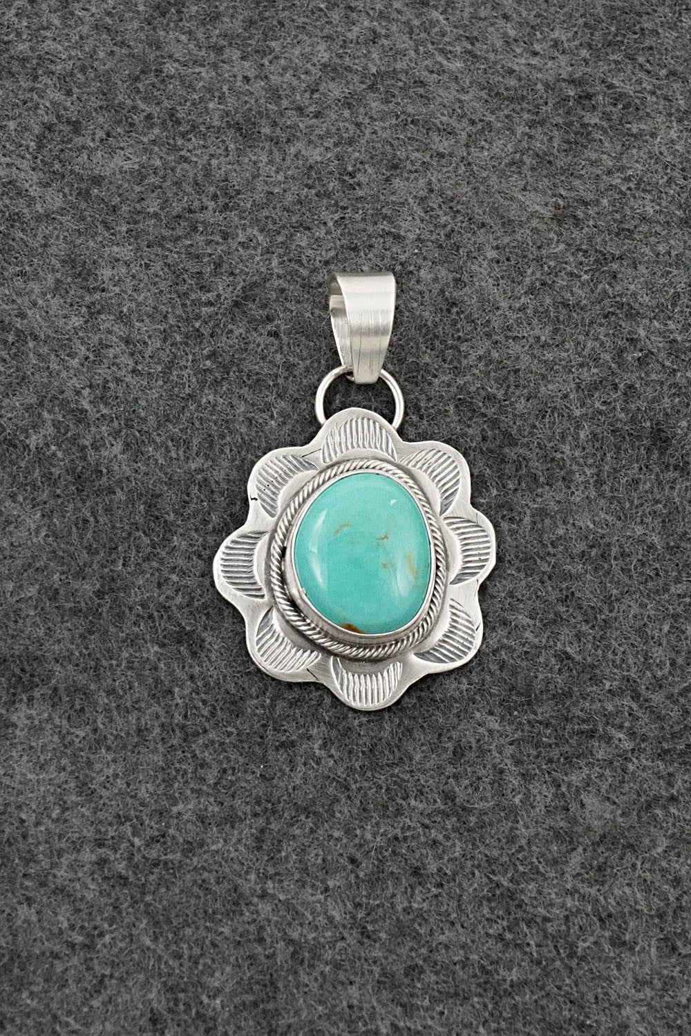Turquoise & Sterling Silver Pendant - Cordell Platero