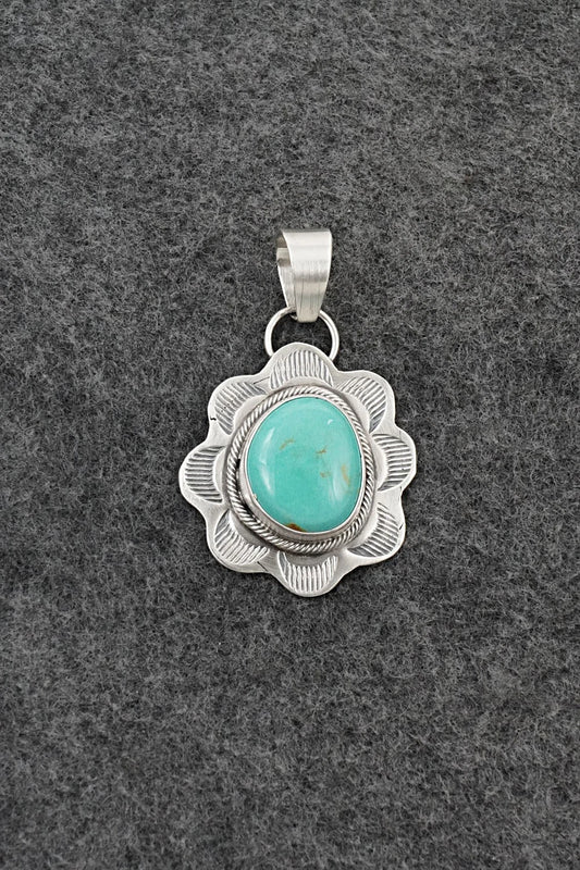 Turquoise & Sterling Silver Pendant - Cordell Platero