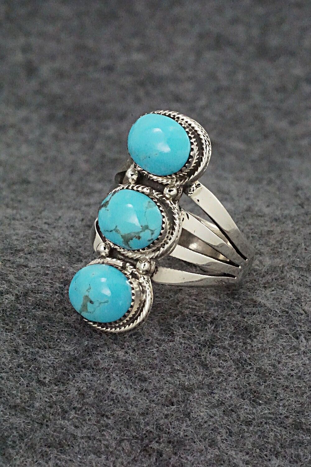 Turquoise & Sterling Silver Ring - Sheena Jack - Size 7.75