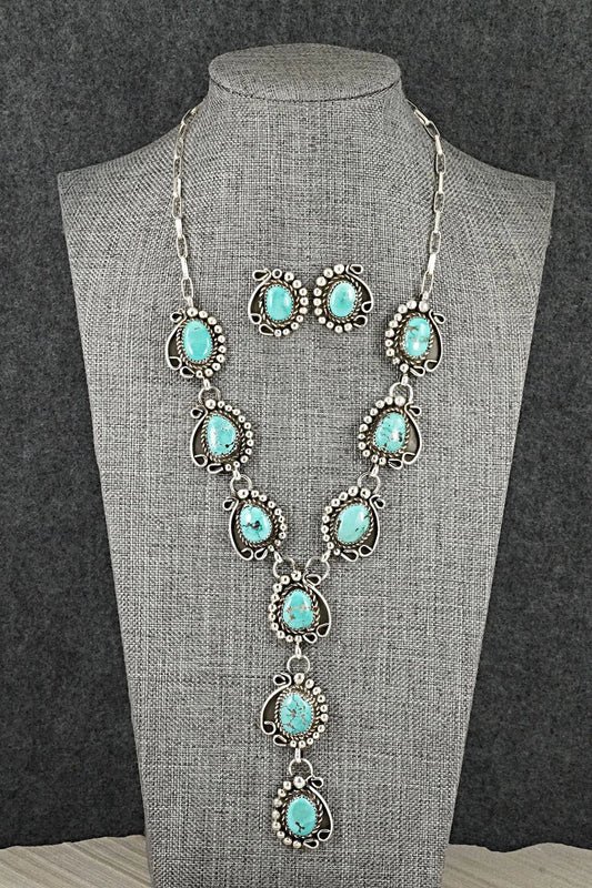Turquoise & Sterling Silver Necklace and Earrings Set - Phil Nez