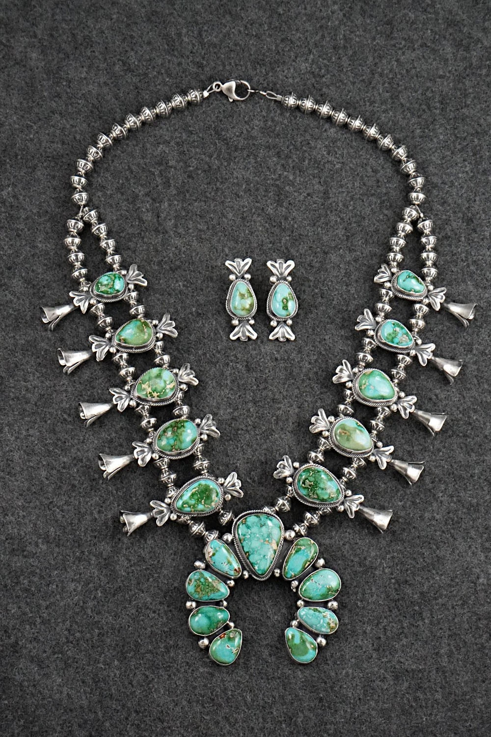 Turquoise & Sterling Silver Squash Blossom Set - Darrin Livingston