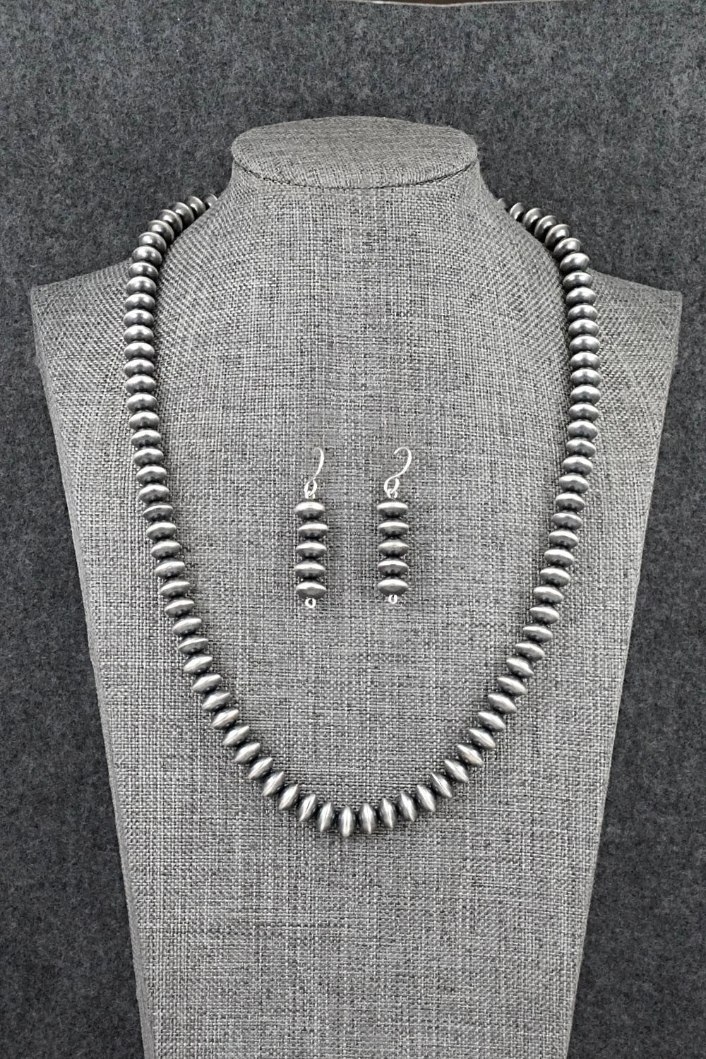 Sterling Silver Navajo Pearl Necklace & Earrings Set - Crystal Haley