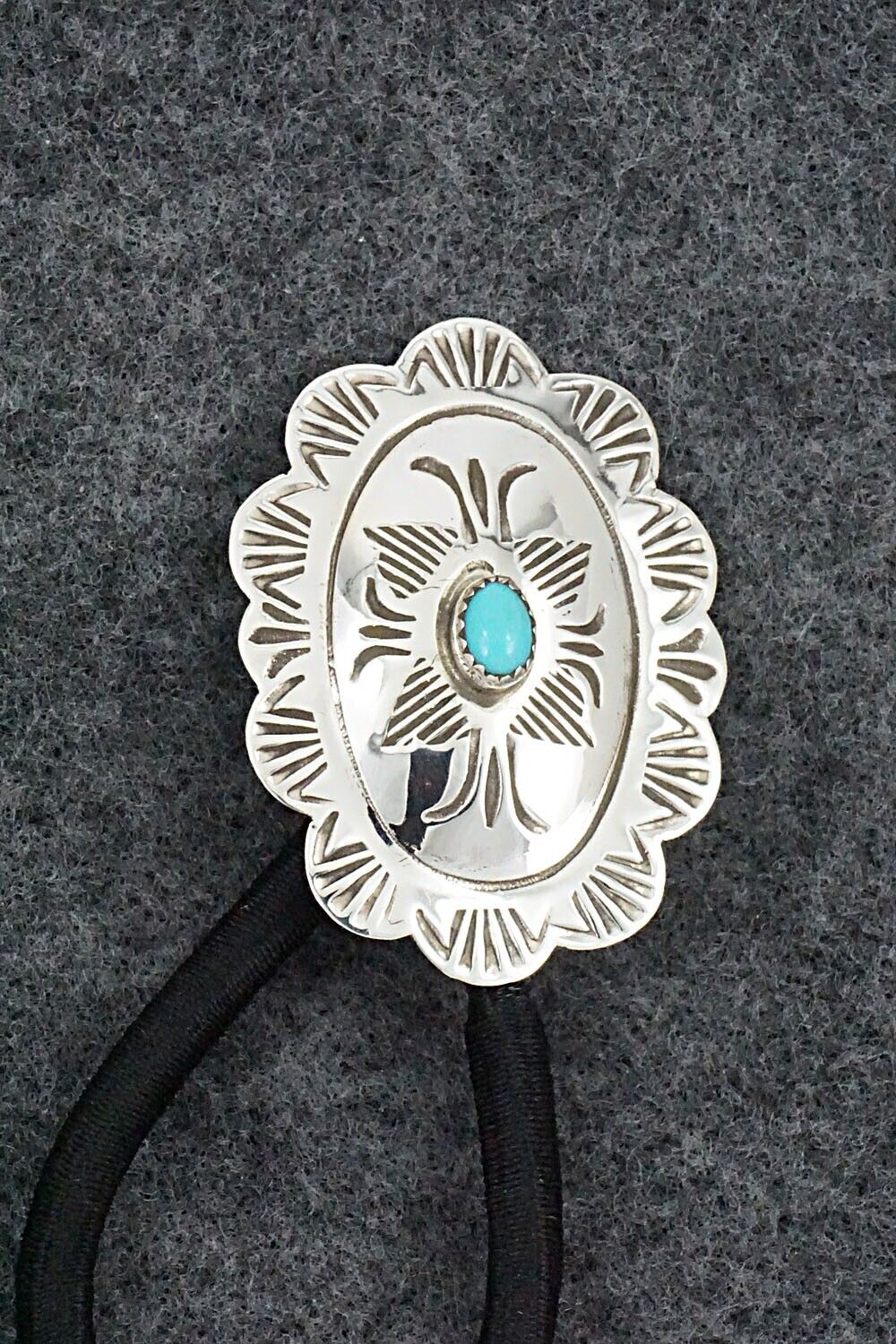 Turquoise & Sterling Silver Hair Tie - Bertha Begay