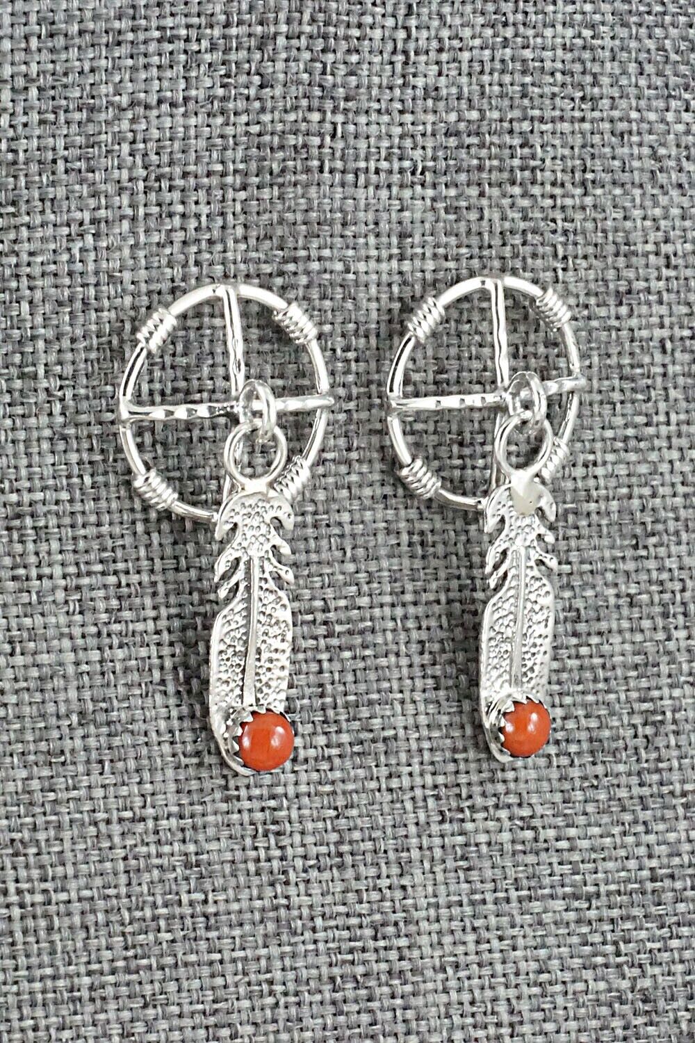 Coral and Sterling Silver Earrings - Sharon McCarthy