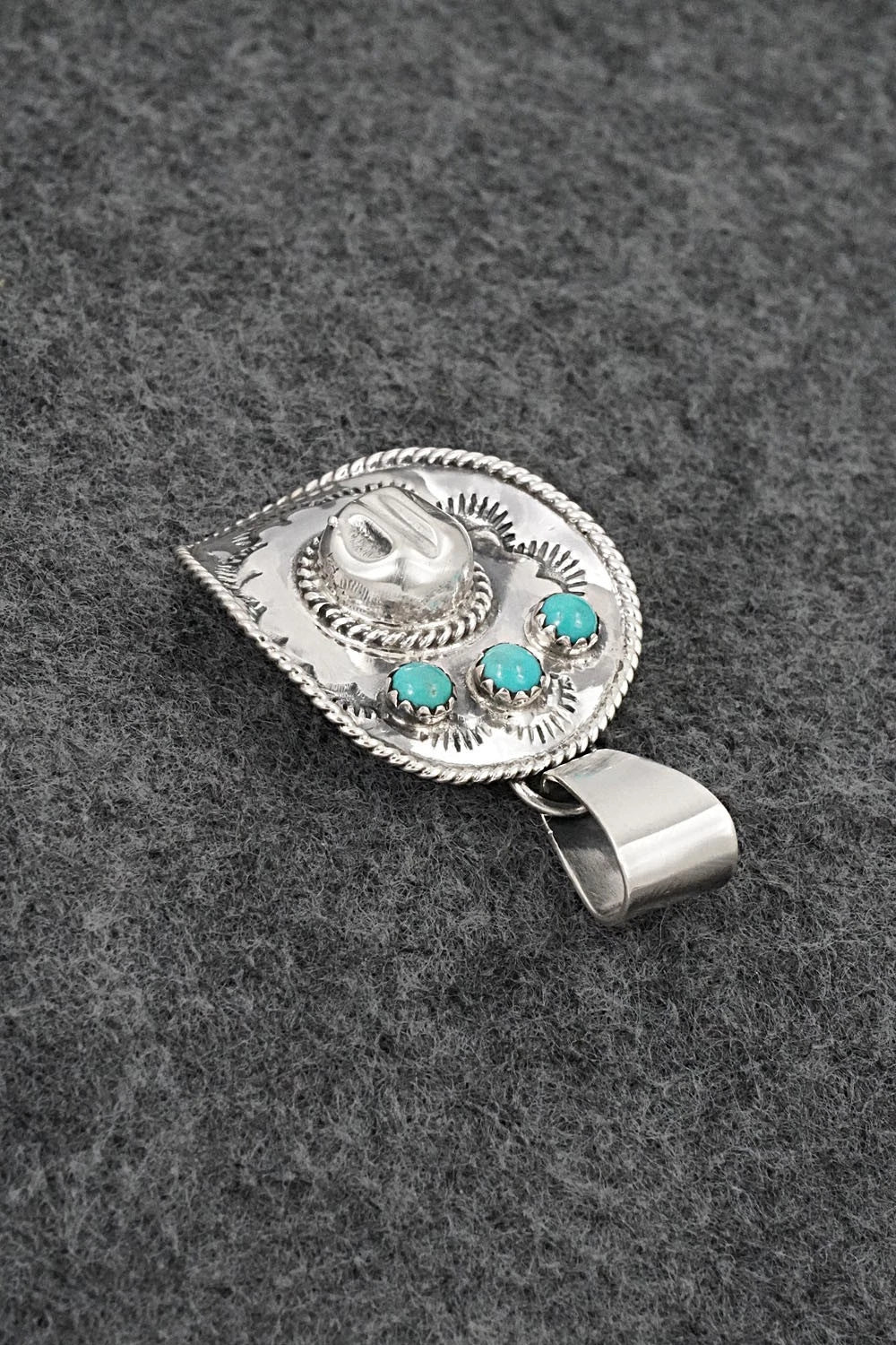Turquoise & Sterling Silver Pendant - Bobby Platero