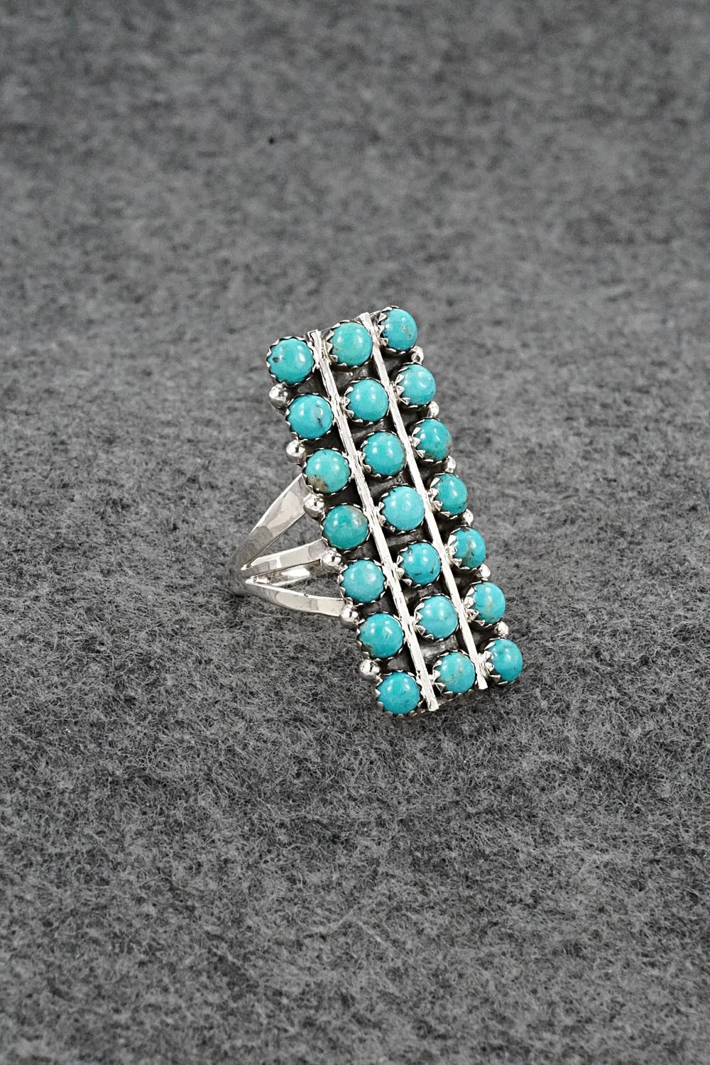 Turquoise & Sterling Silver Ring - Kenny Lonjose - Size 9.75