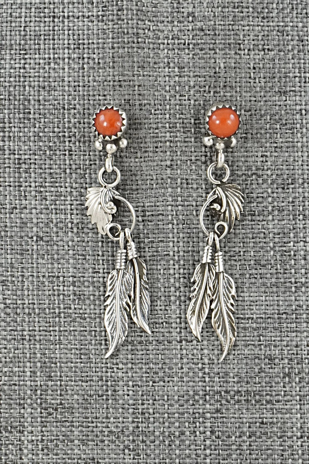 Coral & Sterling Silver Earrings - Rita Largo