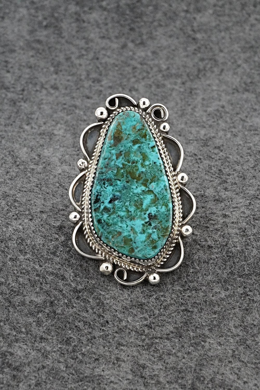 Turquoise & Sterling Silver Ring - Leslie Nez - Size 9