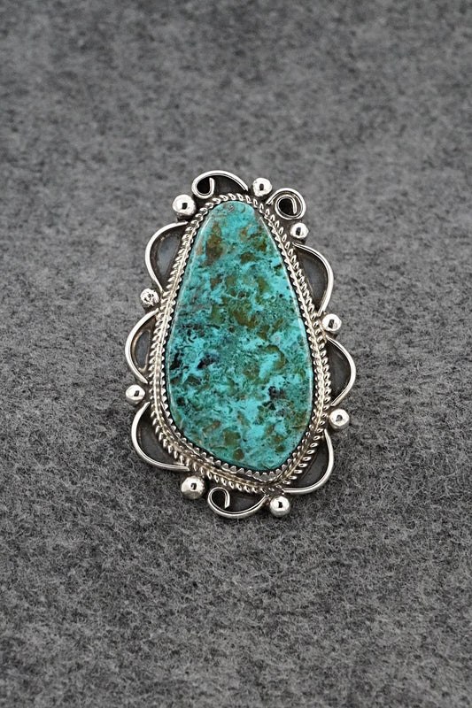 Turquoise & Sterling Silver Ring - Leslie Nez - Size 9