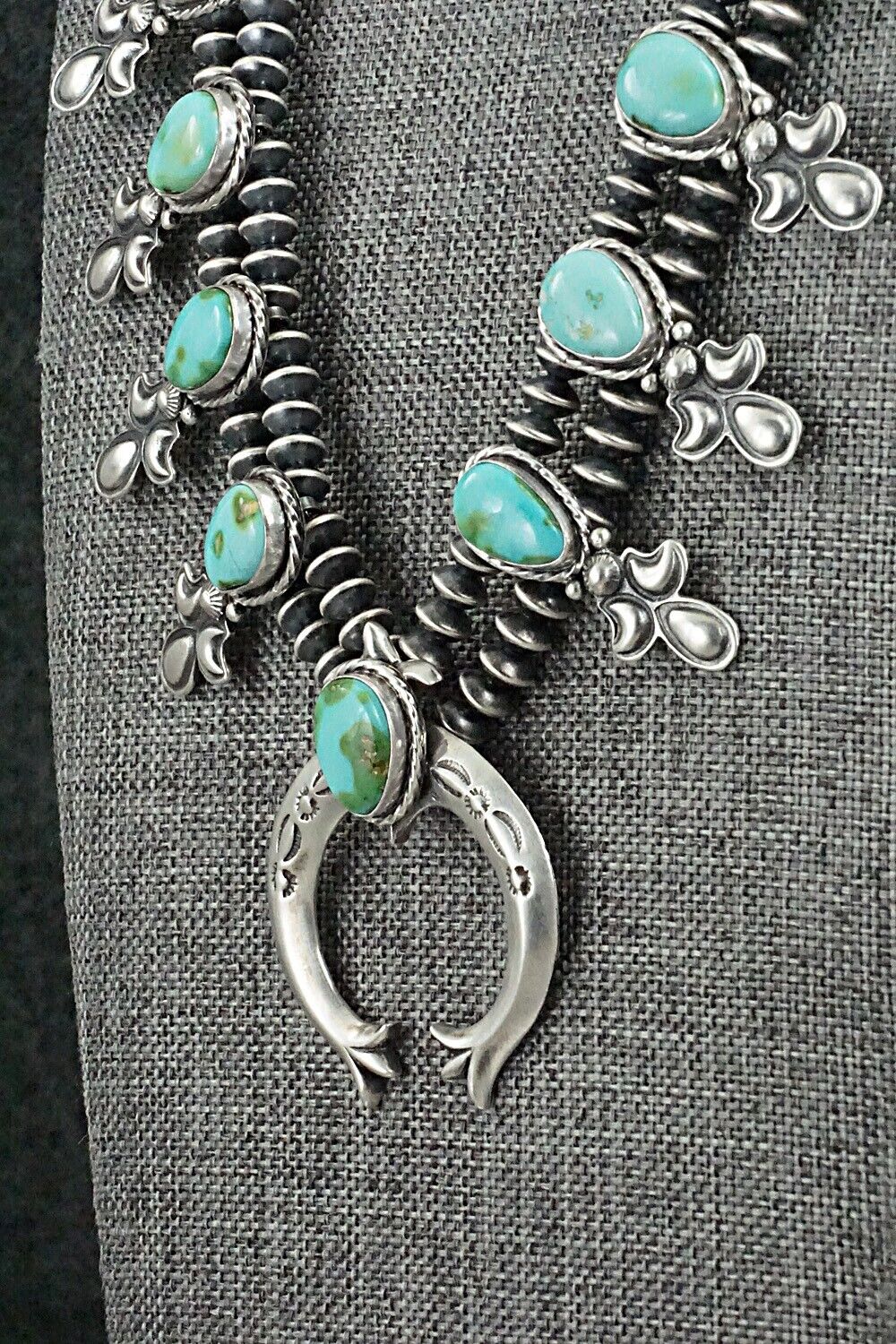 Turquoise & Sterling Silver Squash Blossom Set - Adrienne Gordon