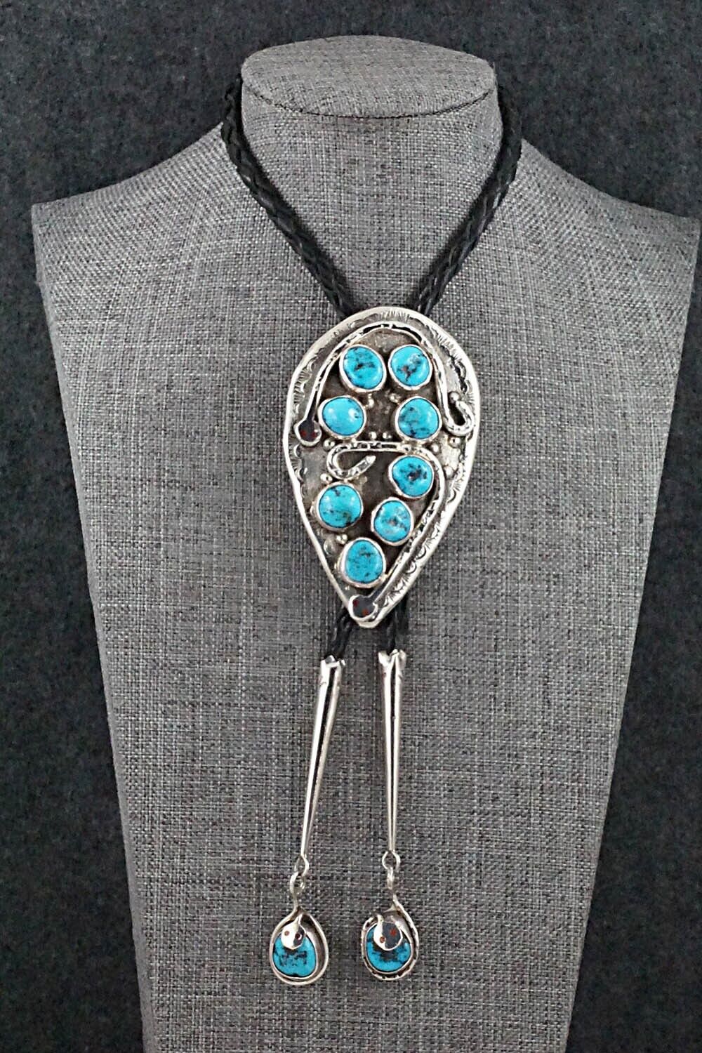 Turquoise & Sterling Silver Bolo Tie & Belt Buckle Set - Jude Candelaria