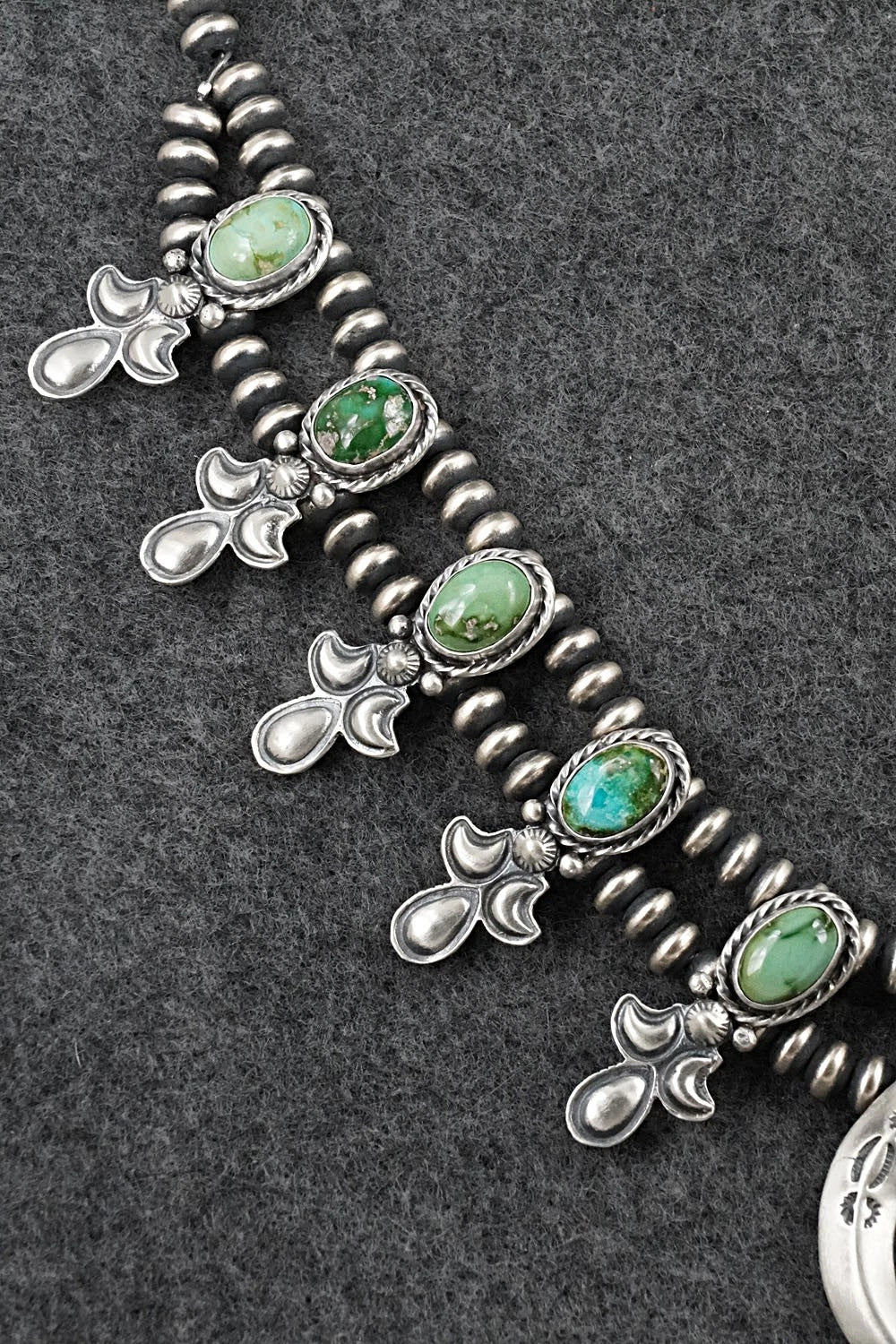 Turquoise & Sterling Silver Squash Blossom Set - Adrienne Gordon