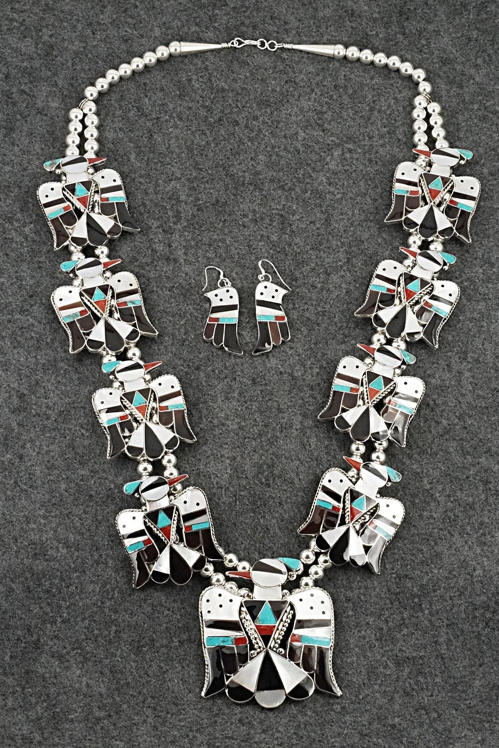 Multi-Stone & Sterling Silver Inlay Necklace Set - Bobby Shack
