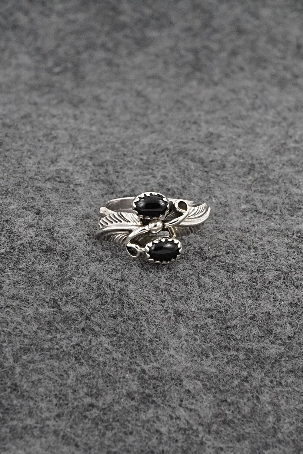 Onyx & Sterling Silver Ring - Harry B. Yazzie - Size 6