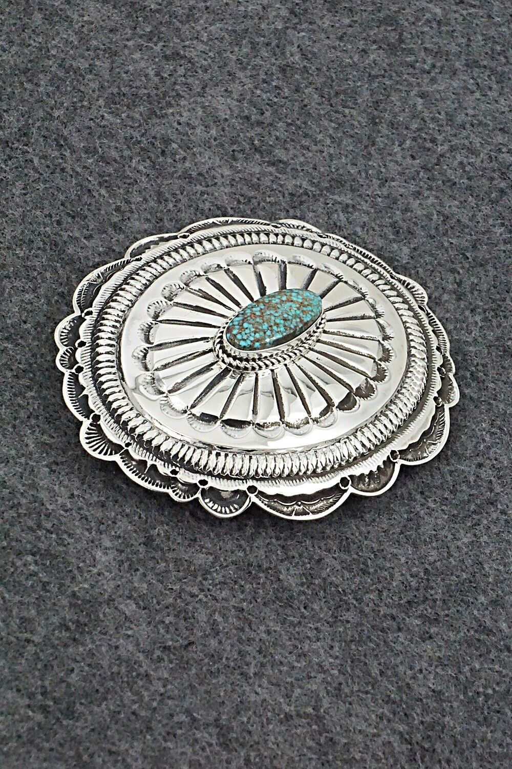 Turquoise & Sterling Silver Belt Buckle - Leonard Maloney