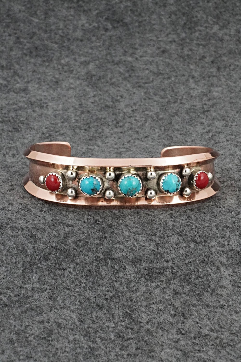 Turquoise, Coral & Copper Bracelet - Paul Largo