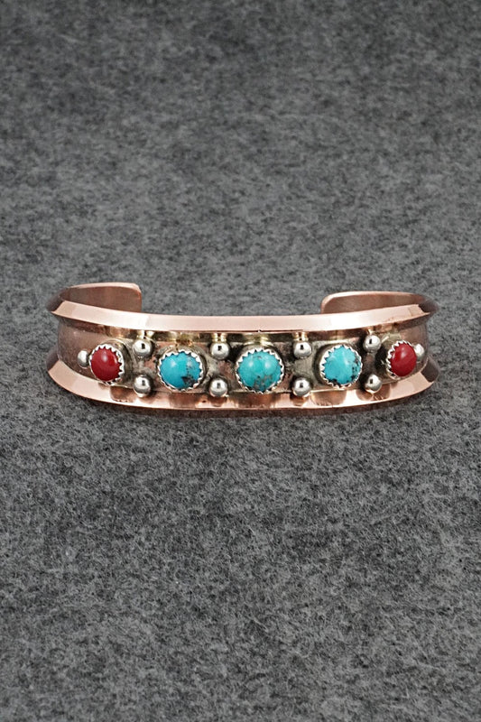 Turquoise, Coral & Copper Bracelet - Paul Largo
