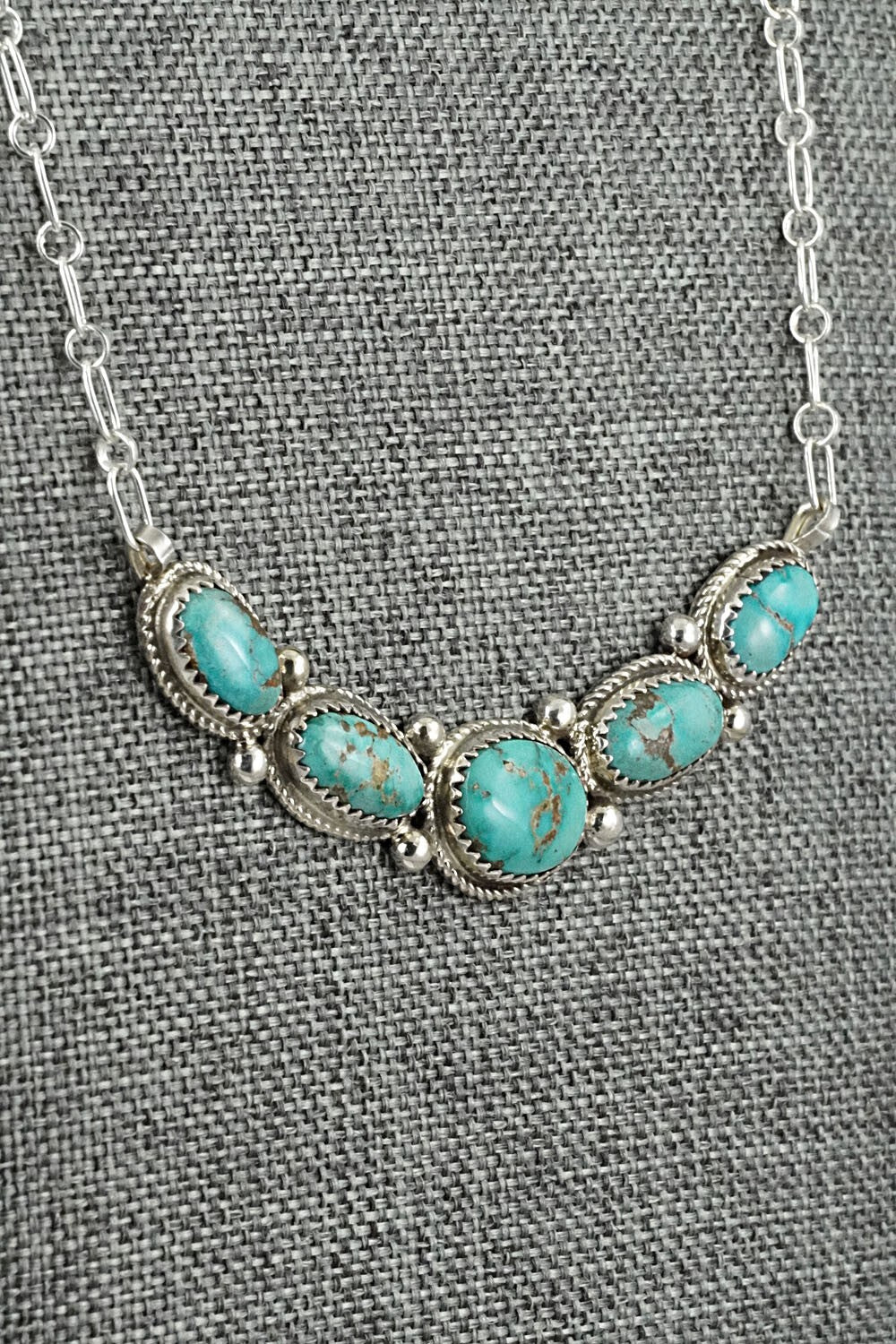 Turquoise & Sterling Silver Necklace - Ernest Hawthorne