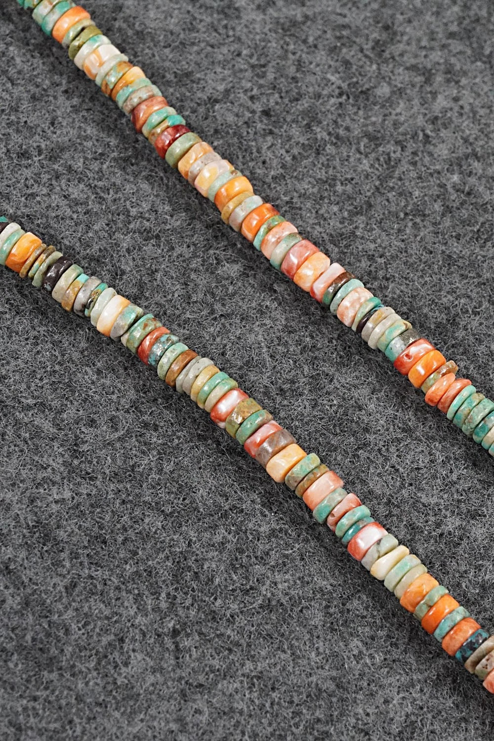 Turquoise, Spiny Oyster & Sterling Silver Necklace 17" - Doreen Jake