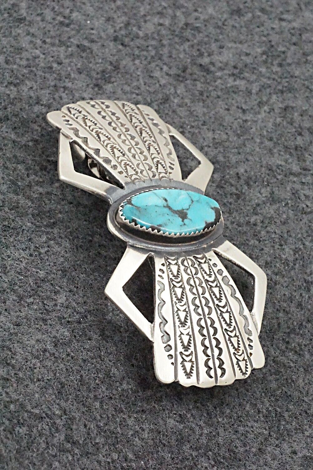Turquoise & Sterling Silver Hair Barrette - Martha Cayatineto
